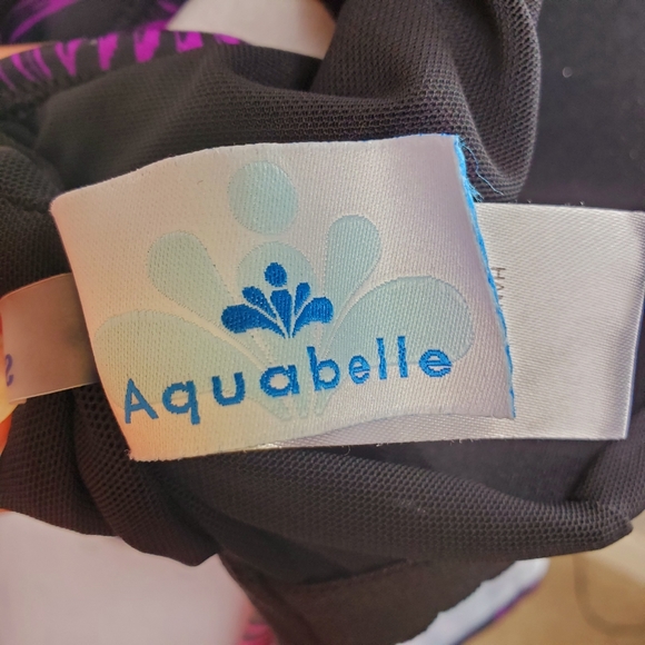 Aquabelle Swim Tank Tankini Top Purple Black Print - Picture 5 of 7